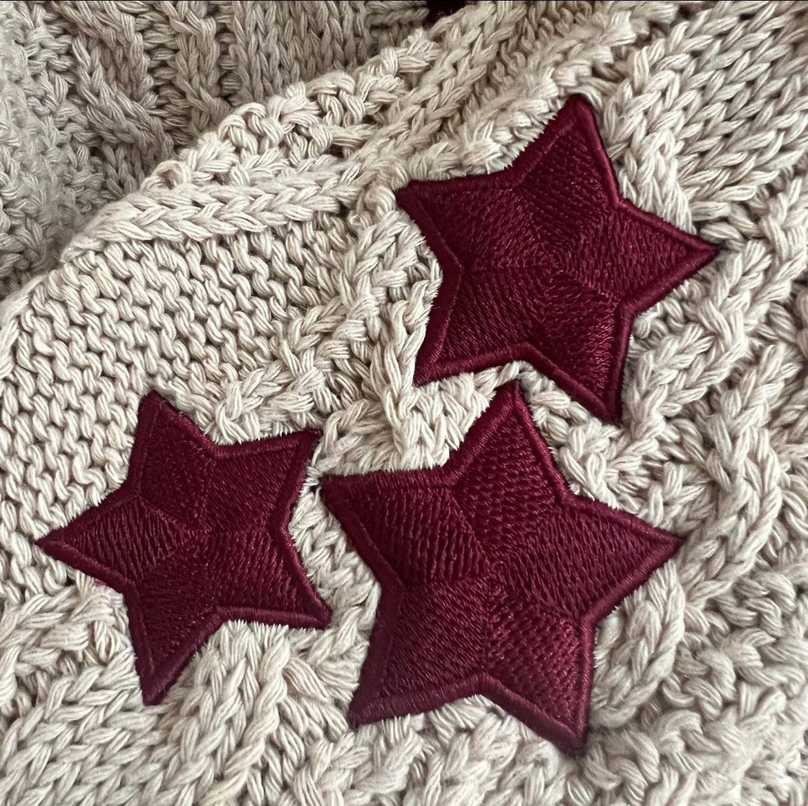 Swiftie beige cardigan red stars holiday vibe